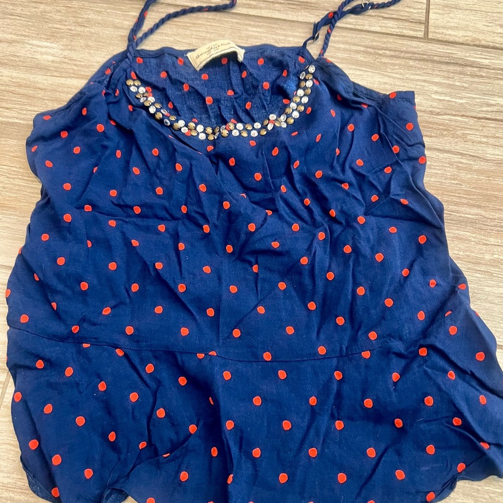 Abercrombie & Fitch Blue Camisole with Red Polka Dots